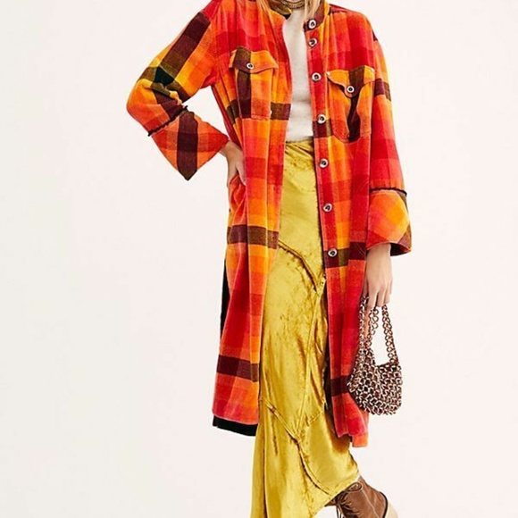 Free People NWT Plaid Duster - Rich, vibrant color! - Picture 1 of 8